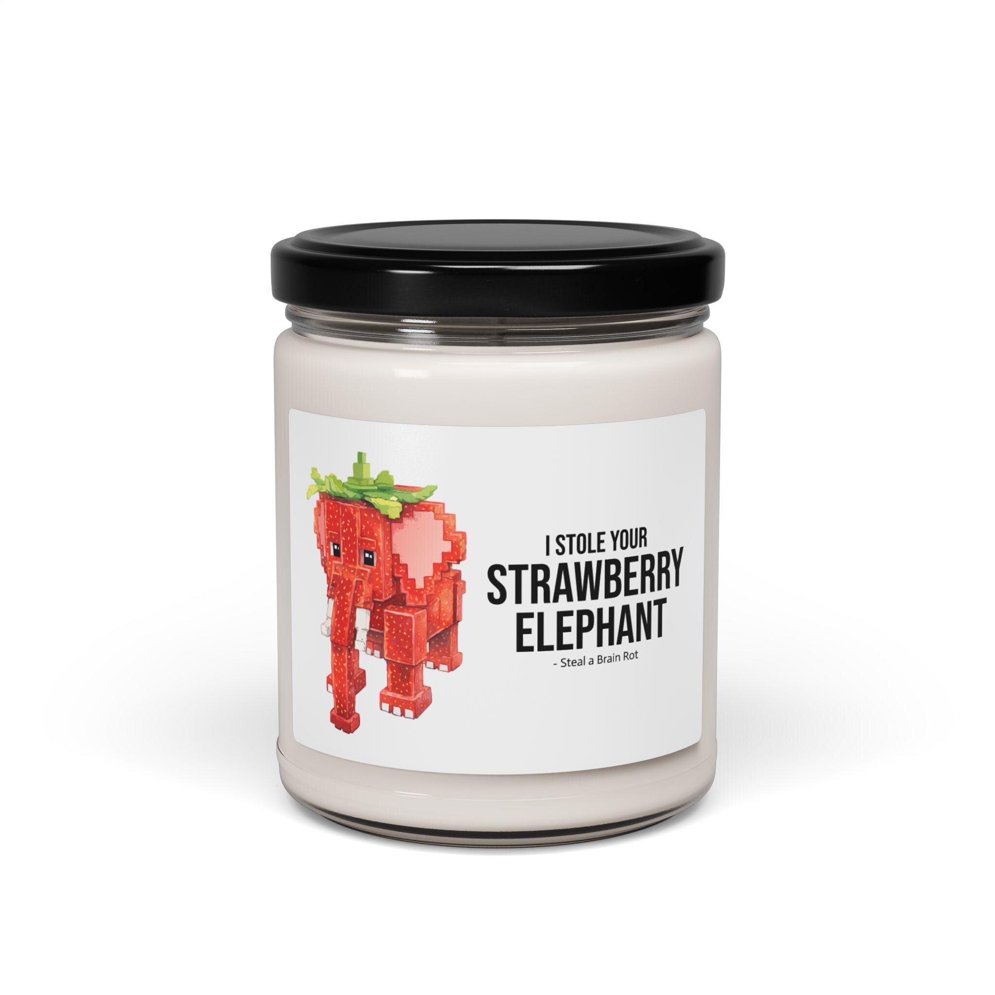 Strawberry Elephant Candle, Steal a Brainrot Meme Candle, Funny Roblox Gamer Gift, Brainrot Room Decor, 12 oz Scented Candle