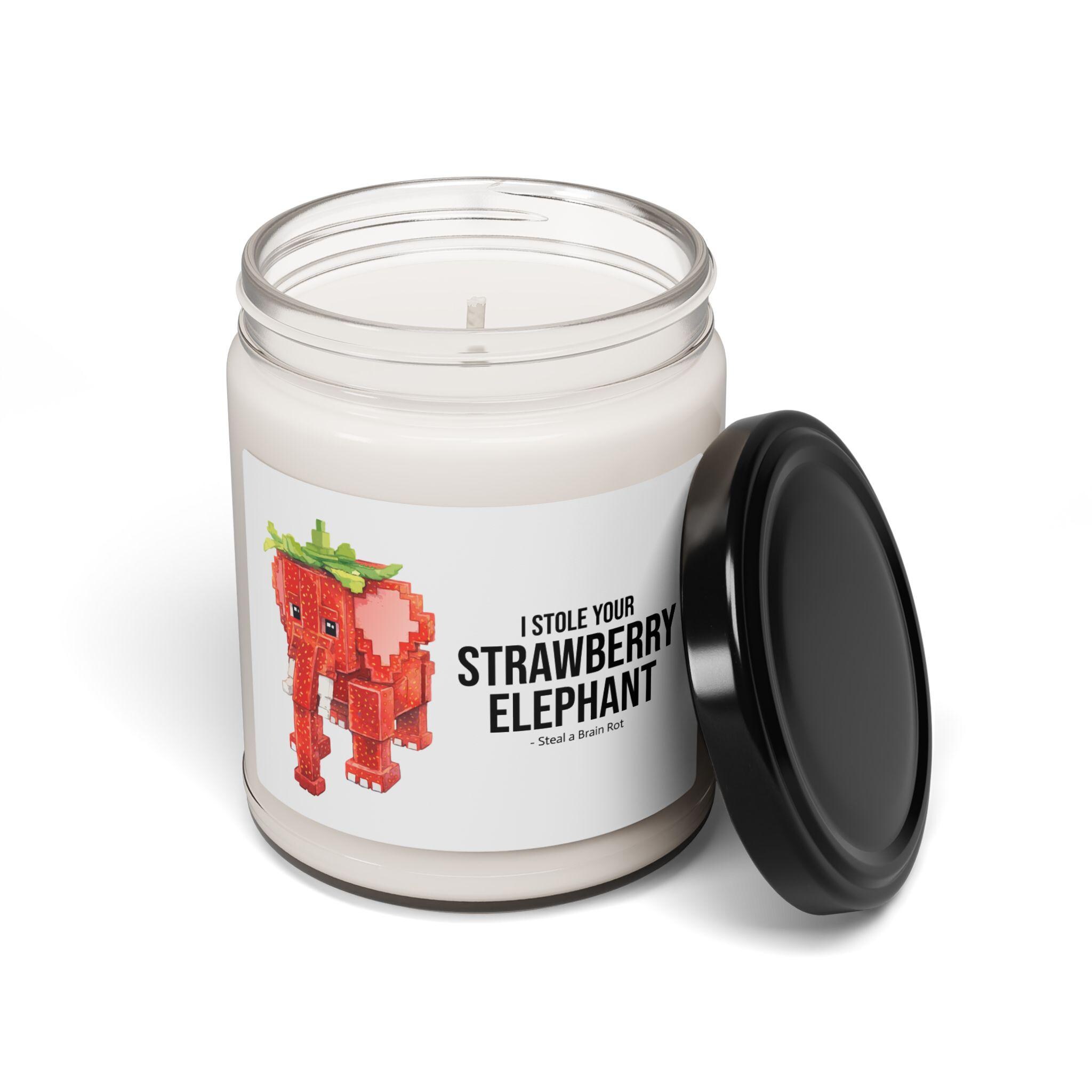 Strawberry Elephant Candle, Steal a Brainrot Meme Candle, Funny Roblox Gamer Gift, Brainrot Room Decor, 12 oz Scented Candle