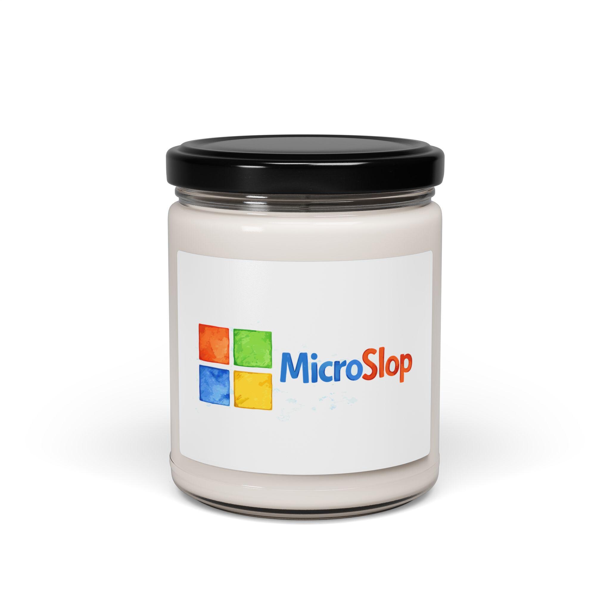 MicroSlop Candle, Funny AI Tech Satire Meme Candle, Programmer Gag Gift, Office Desk Decor, 12 oz Scented Candle