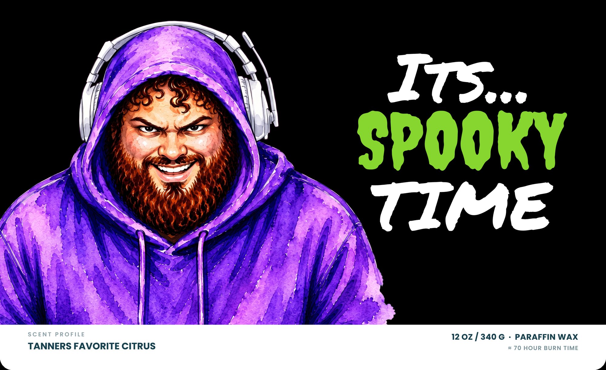 Full Its Spooky Time candle label artwork