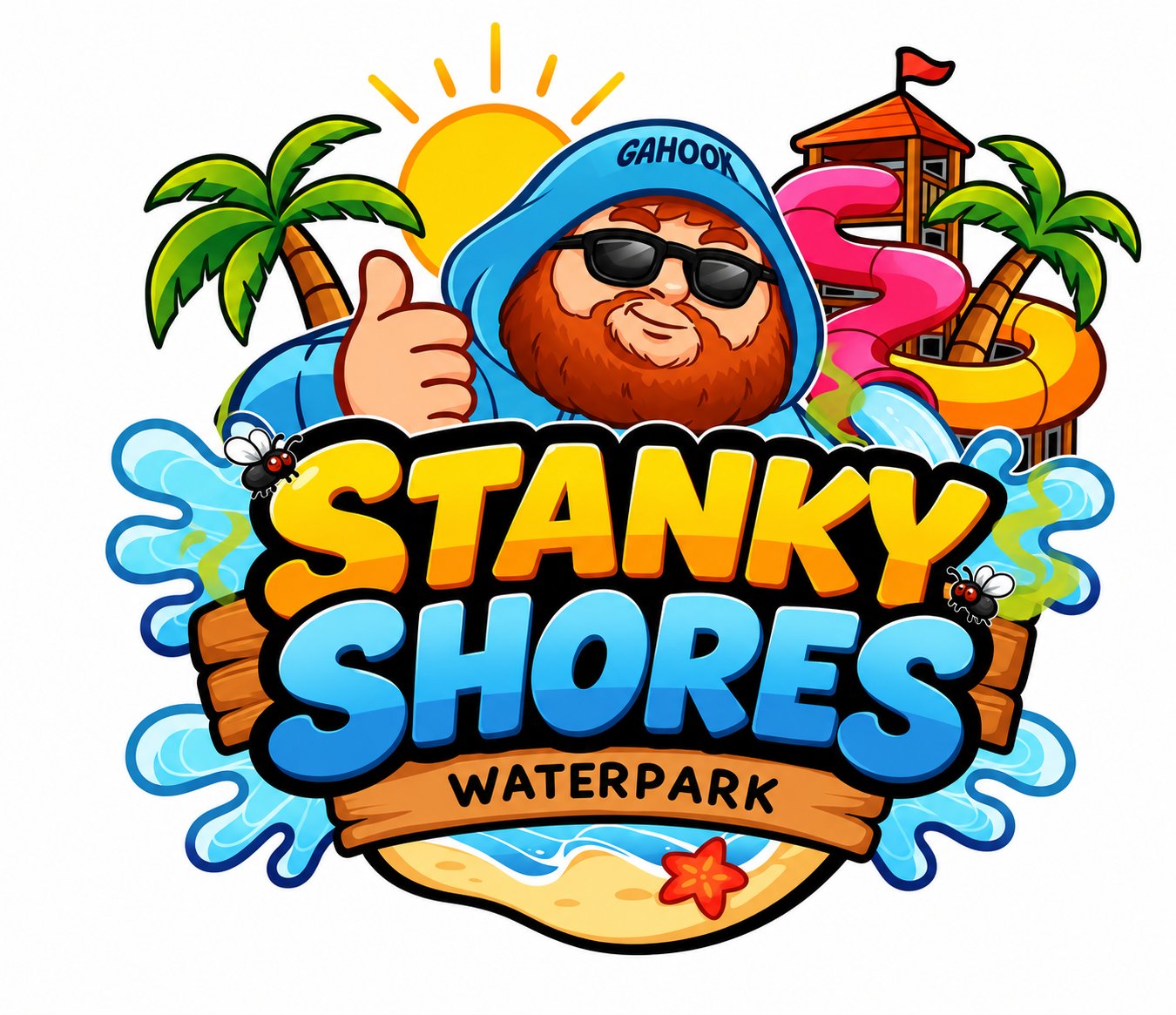 Full Stanky Shores Waterpark candle label artwork
