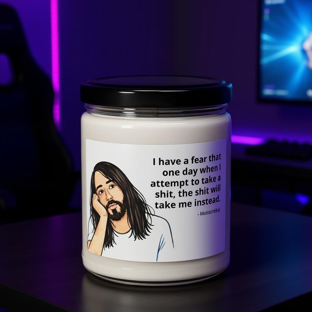MoistCr1TiKaL Candle, The #hit Will Take Me Quote, Funny Penguinz0 Merch, Existential Meme Gift, 12 oz Scented Candle