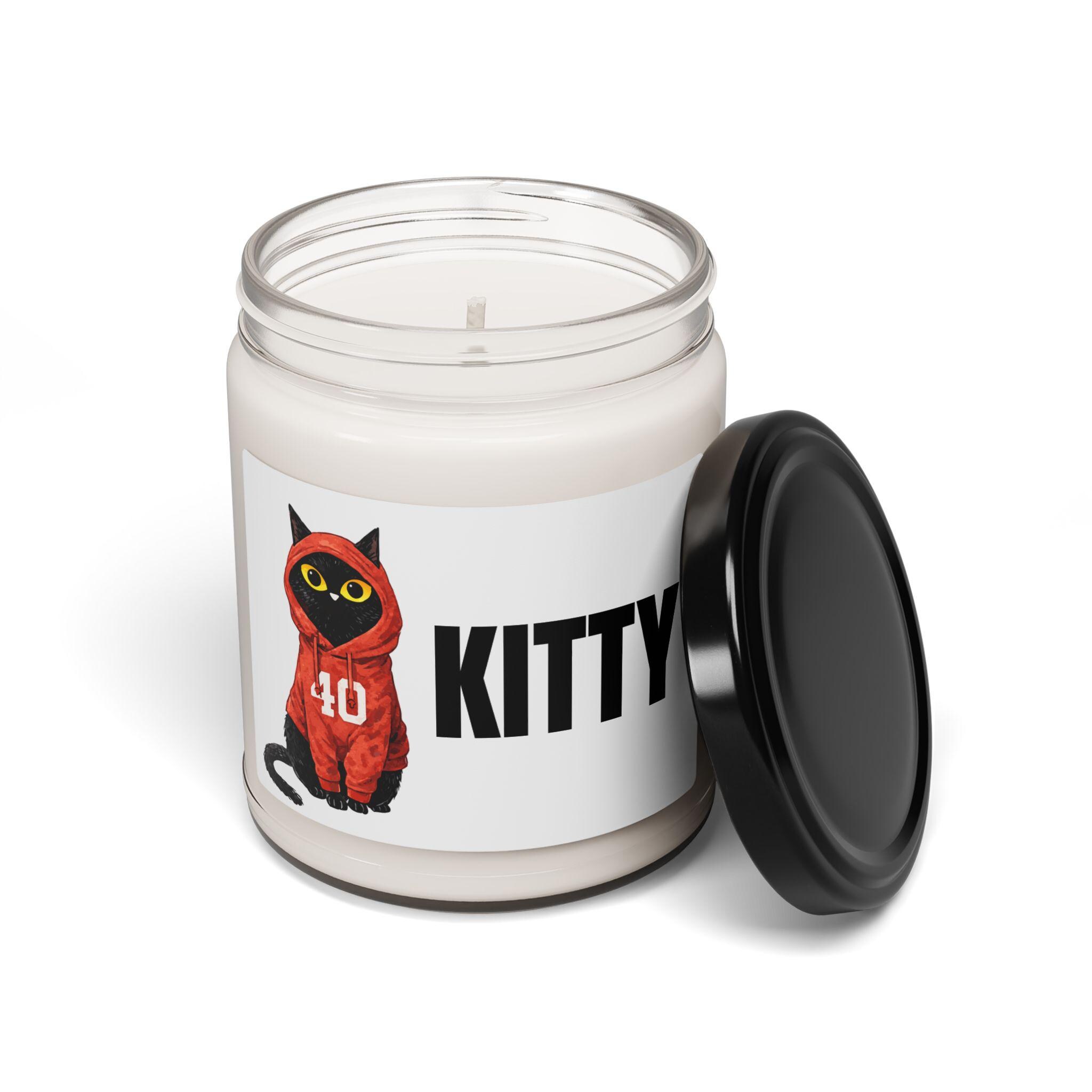 CaseOh Kitty Candle, Black Cat in Hoodie Meme Candle, Funny Cat Lover Gamer Gift, 12 oz Scented Candle